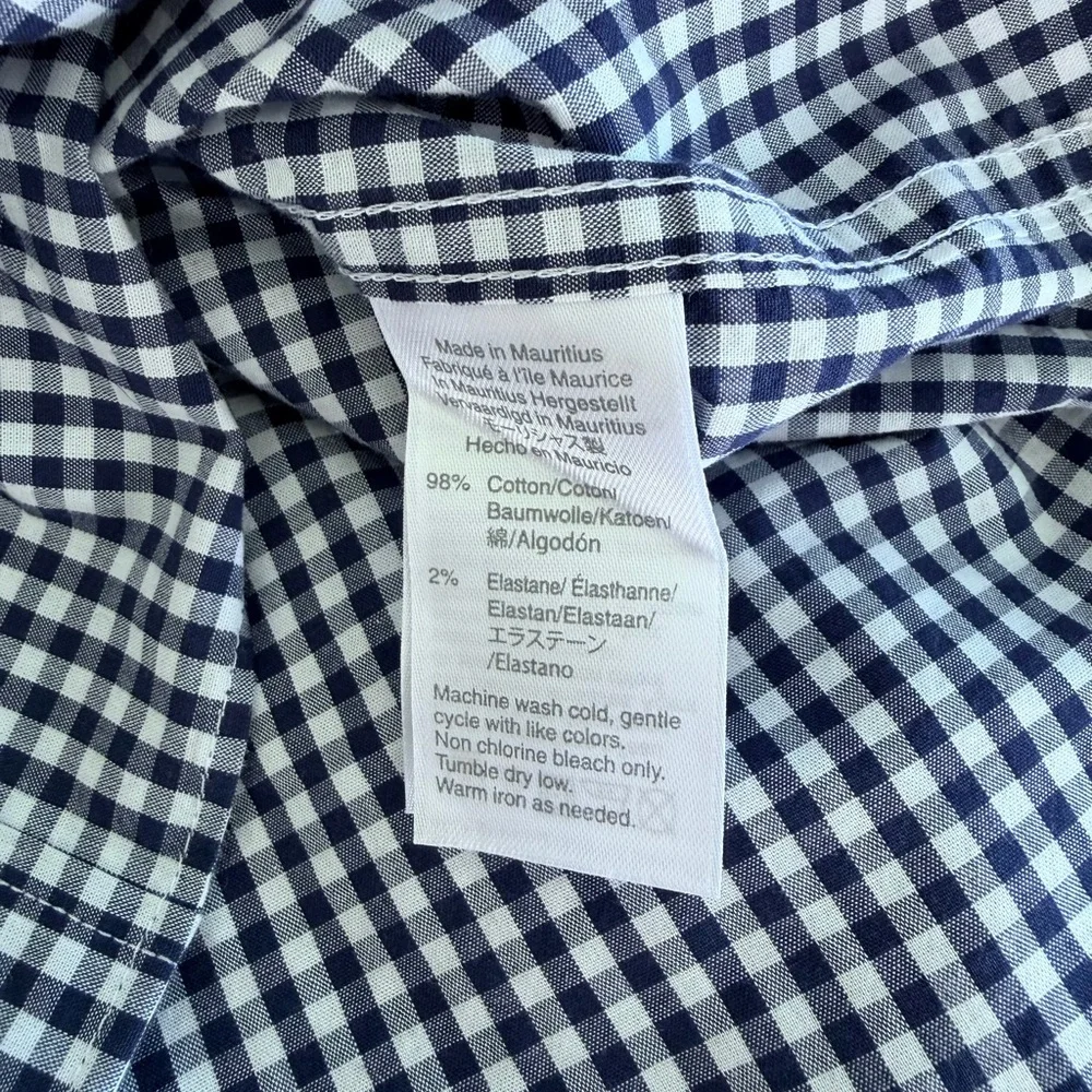 J. Crew Men's Navy and White Check Shirt NWT LARGE TALL Flex Button Up Shirt